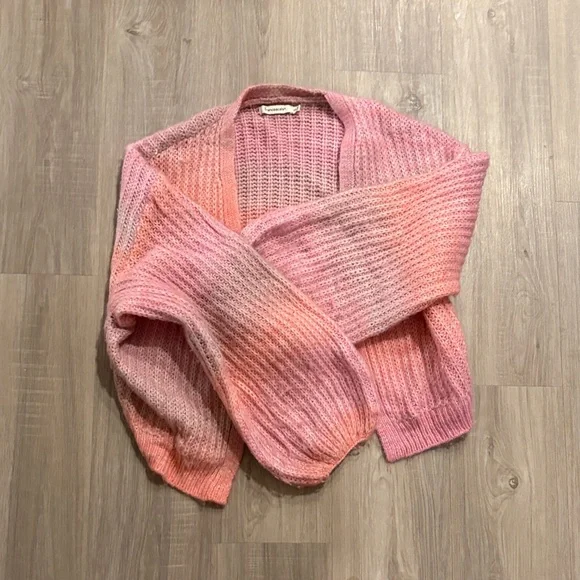 Francesca's Collections Pink and Orange Sweater Cardigan - Picture 3 of 4